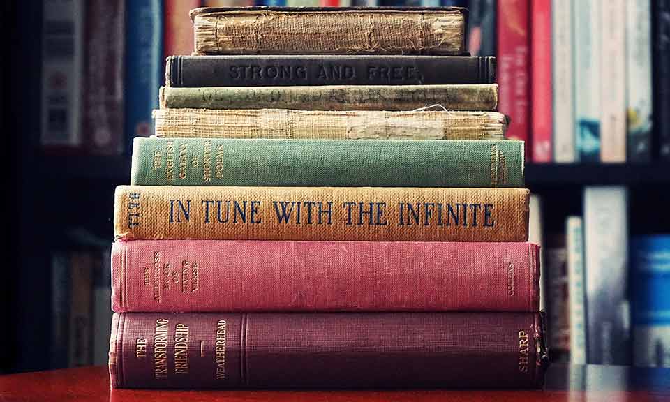 a pile of old books